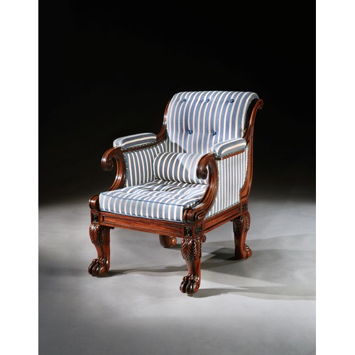 An Exceptional Regency Mahogany Library Armchair